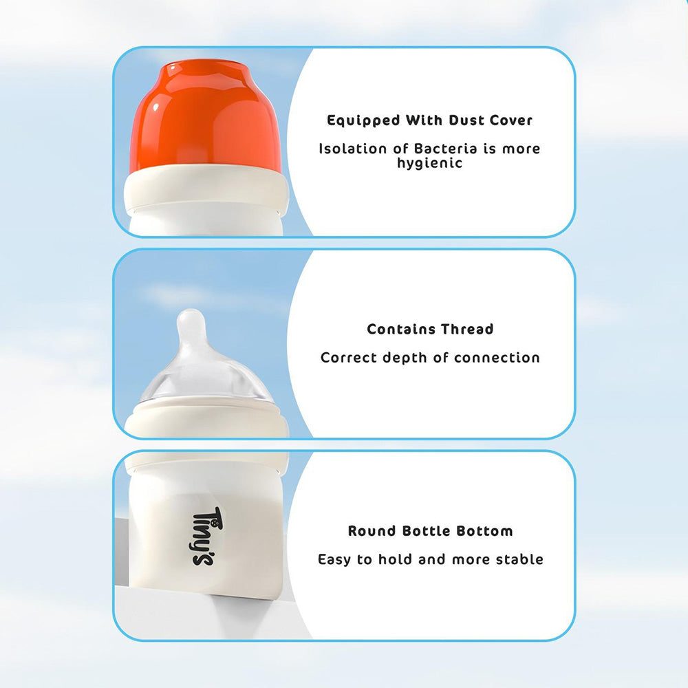 Tiny's Anti-Colic Glass Feeding Bottle (0-3m) 80ml - Yellow