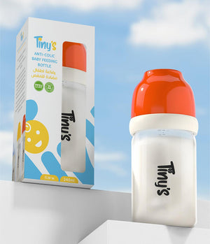 Tiny's Anti-Colic Plastic Feeding Bottle (6m+) 240ml - Orange