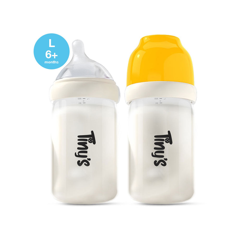 Tiny's Anti-Colic Plastic Feeding Bottle (6m+) 240ml - Yellow