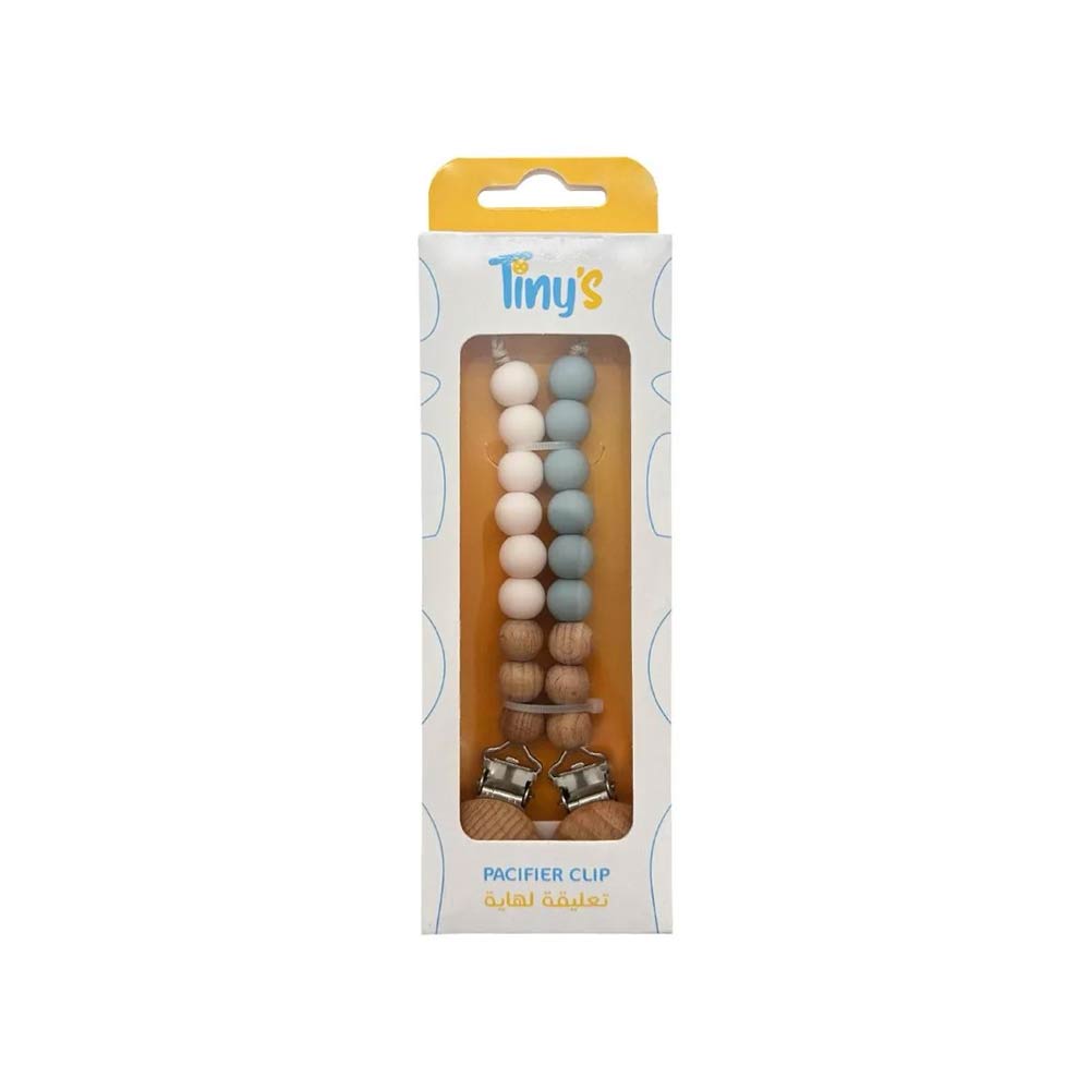 Tiny's Pacifier Clip Beige & Ether Blue - 2 Pcs