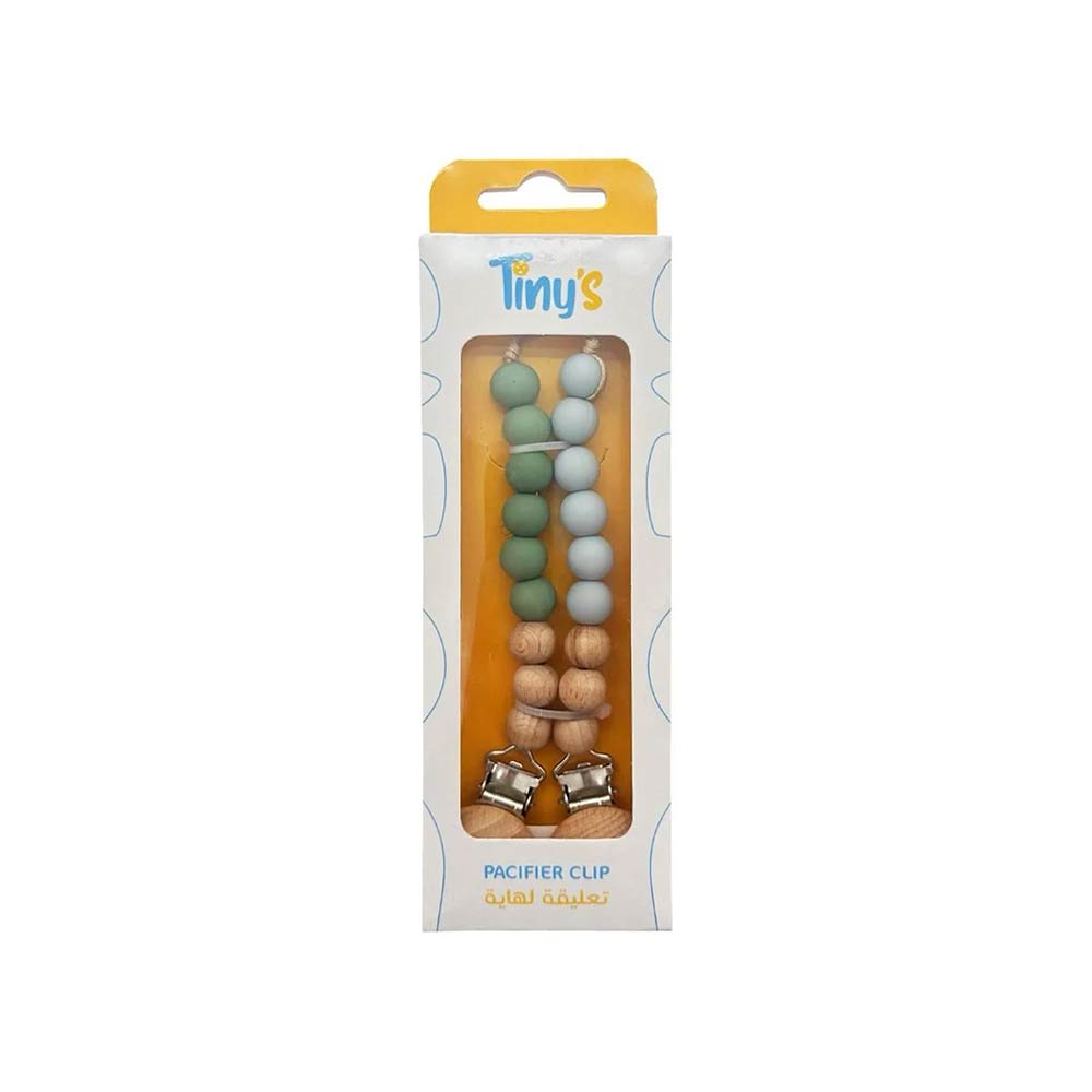 Tiny's Pacifier Clip Ether Blue & Sage - 2 Pcs