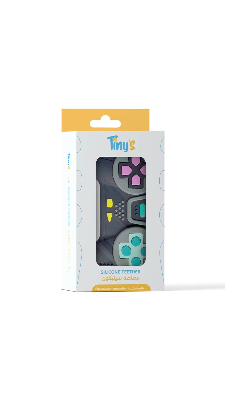 Tiny's Silicone Teether Playstation Handle Shape - Black