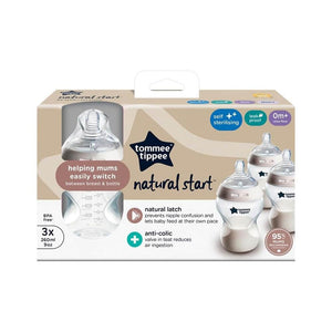 Tommee Tippee Natural Start Anti-Colic Bottles 260ml (0m+) - 3 Pcs
