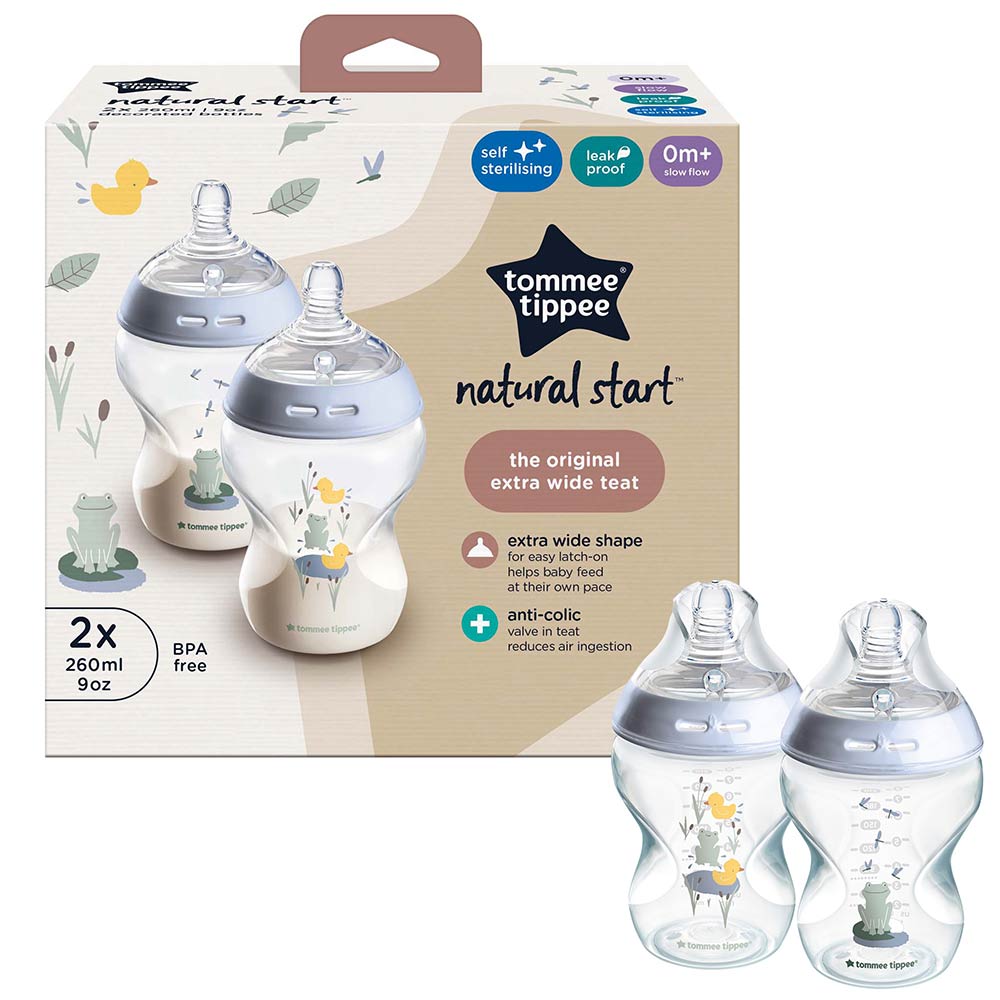 Tommee Tippee Natural Start Anti-Colic Bottles 260ml (0m+) Boy - 2 Pcs