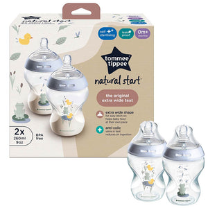 Tommee Tippee Natural Start Anti-Colic Bottles 260ml (0m+) Boy - 2 Pcs
