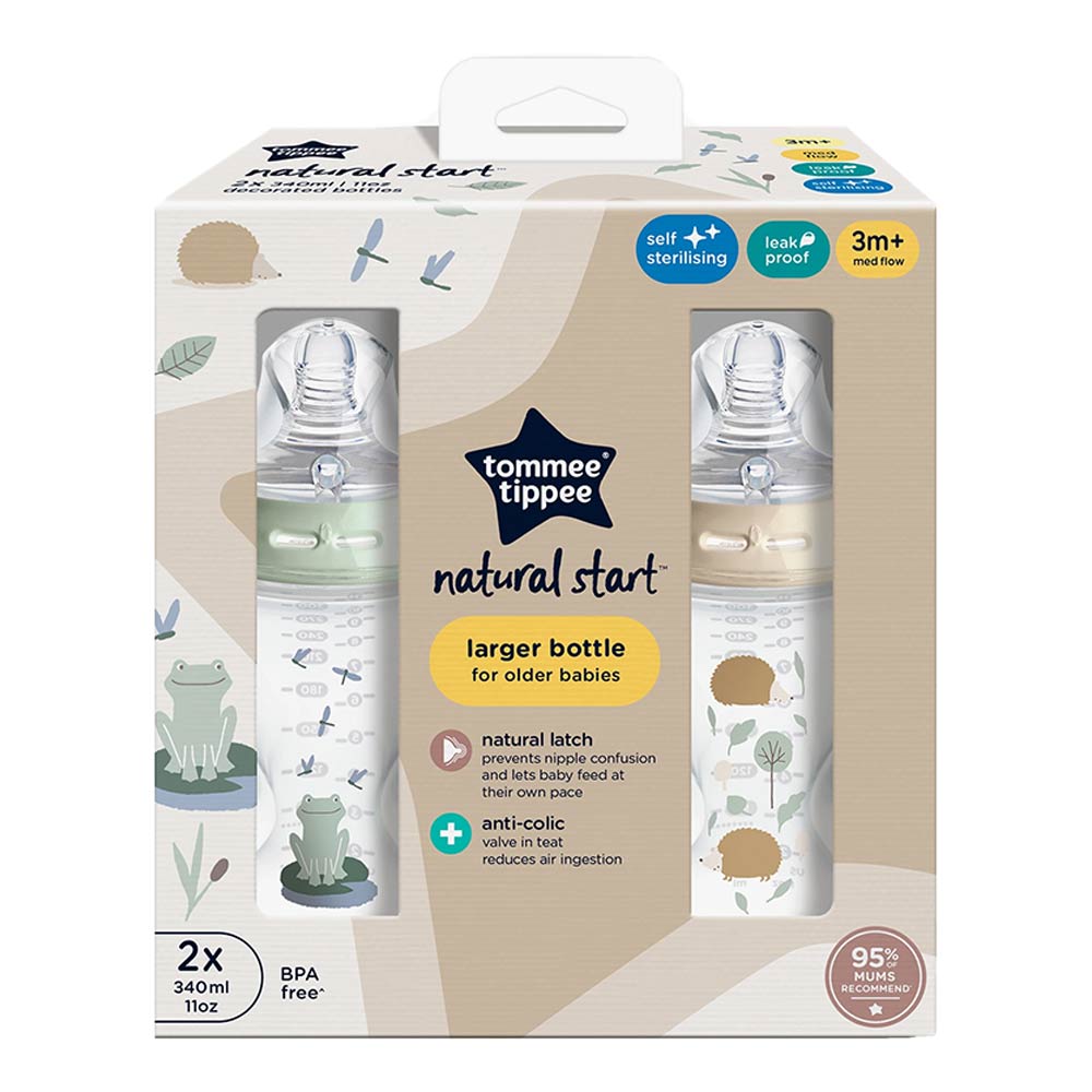 Tommee Tippee Natural Start Anti-Colic Bottles 340ml (3m+) Mix - 2 Pcs