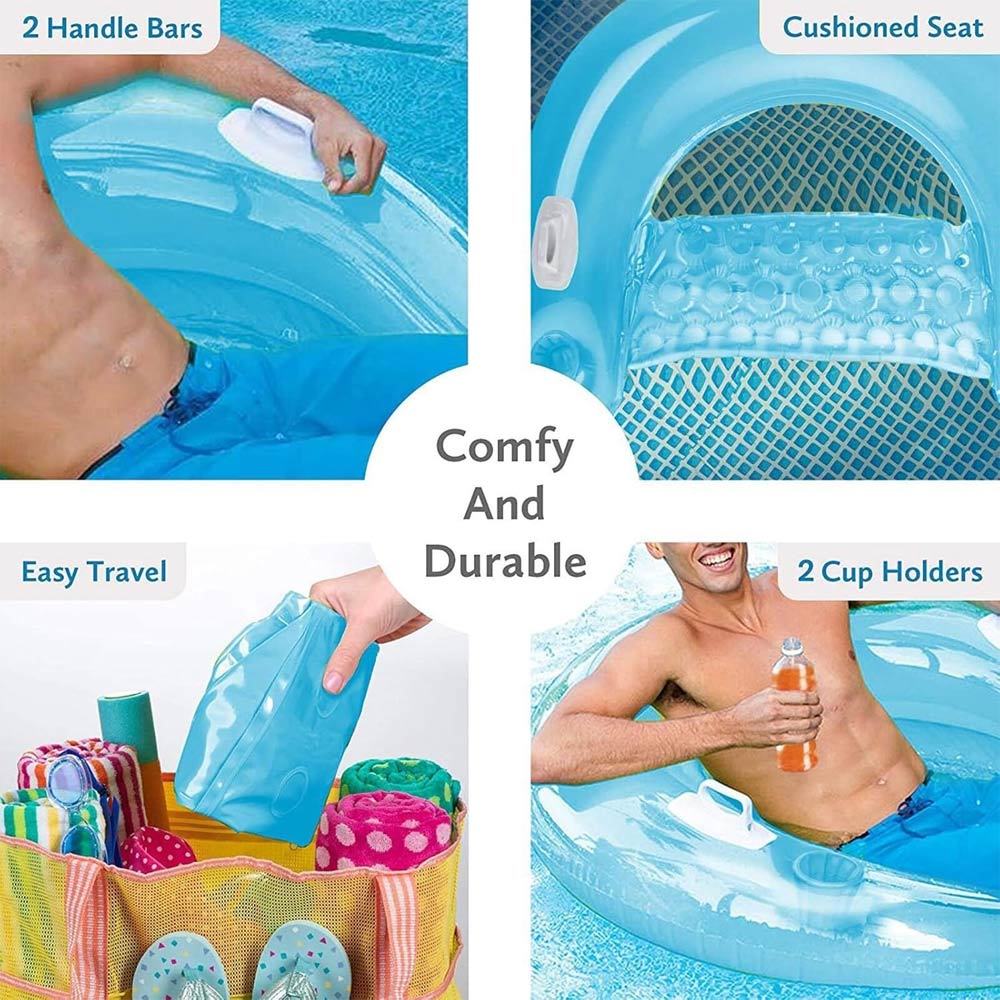 U-Shaped Sequins Water Chaise Lounge (14+Yrs) - Blue