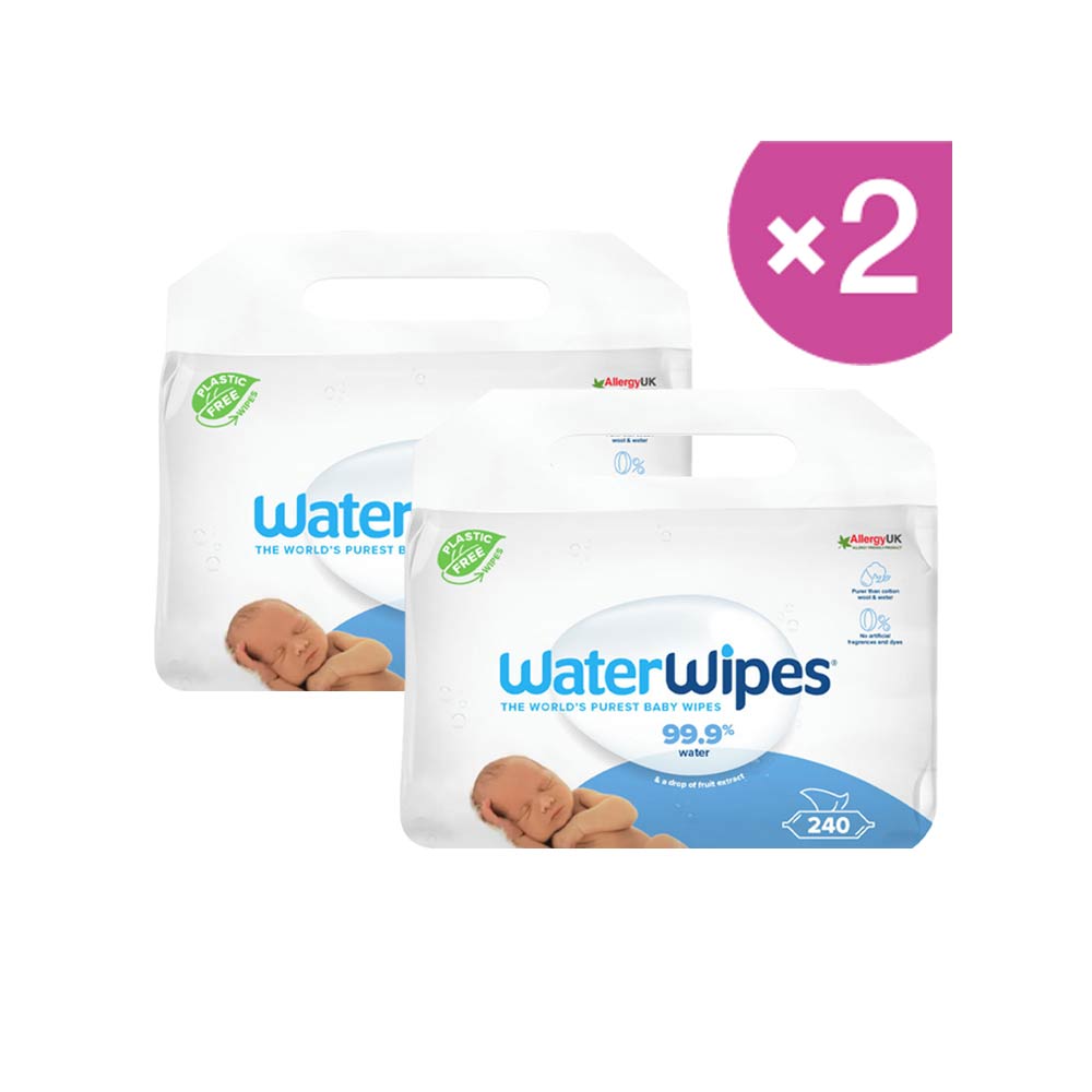 WaterWipes Original Plastic Free Baby Wipes - Pack of 2 (240x2 Wipes)