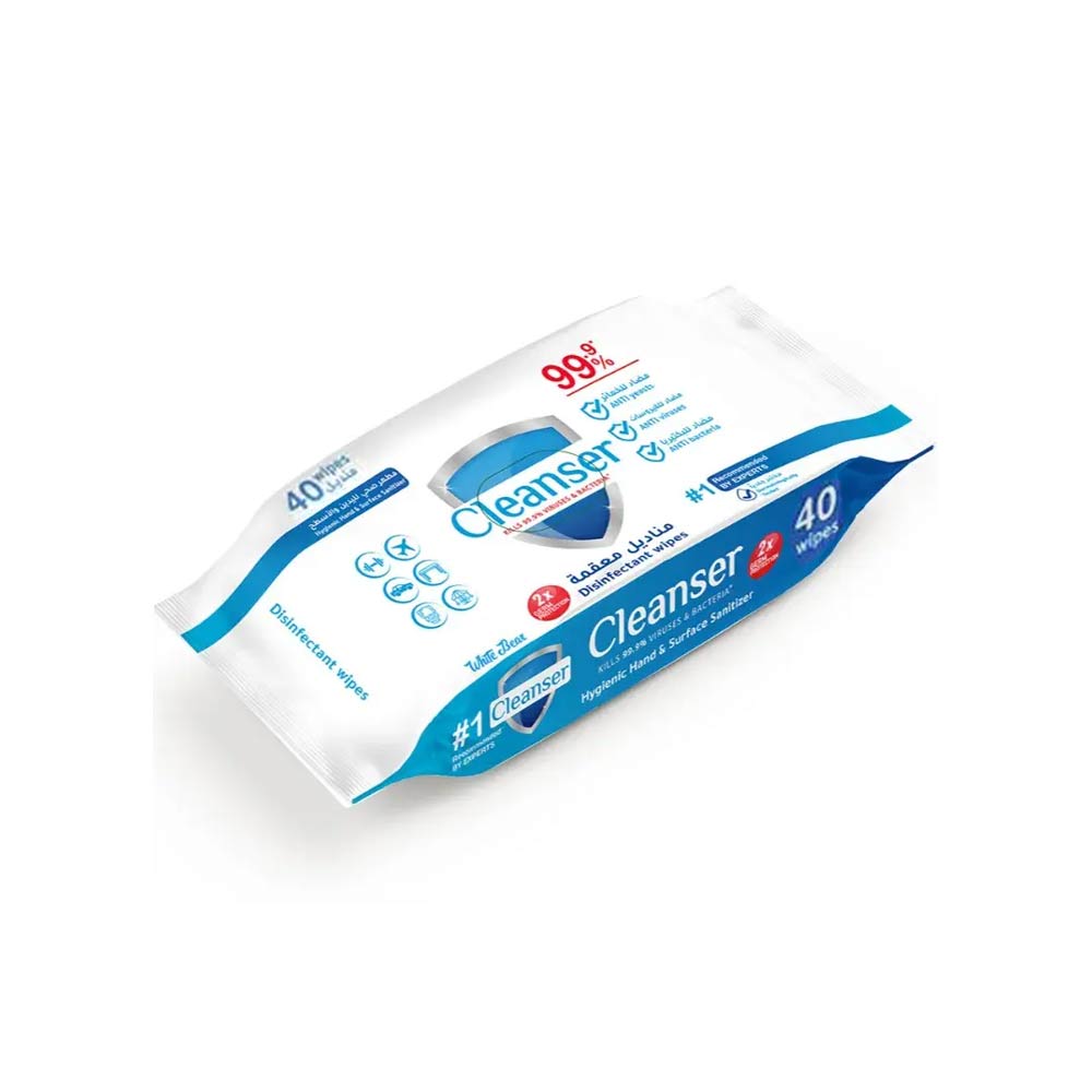 White Bear Cleanser Wipes - 40 Wipes