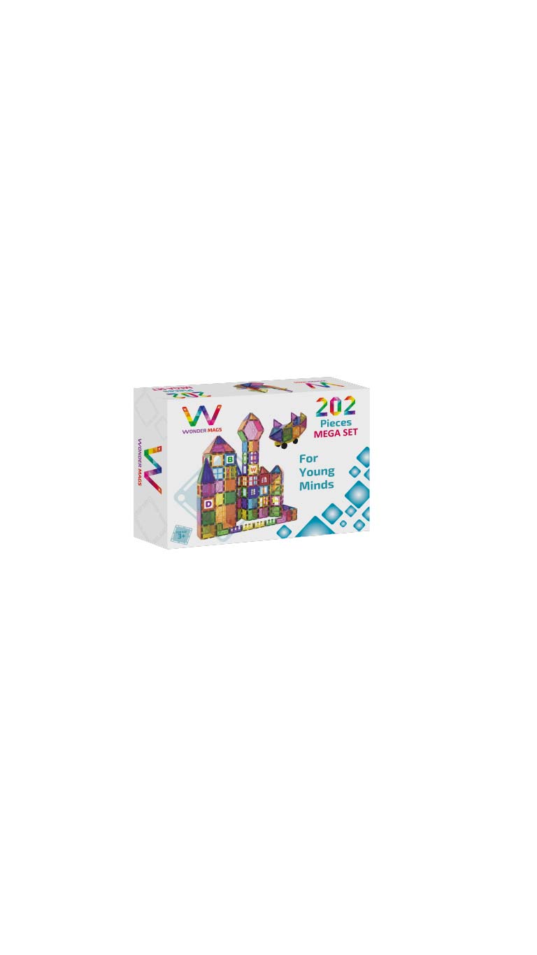 WonderMags3DMagneticTilesPastelMegaSet202Pcs1