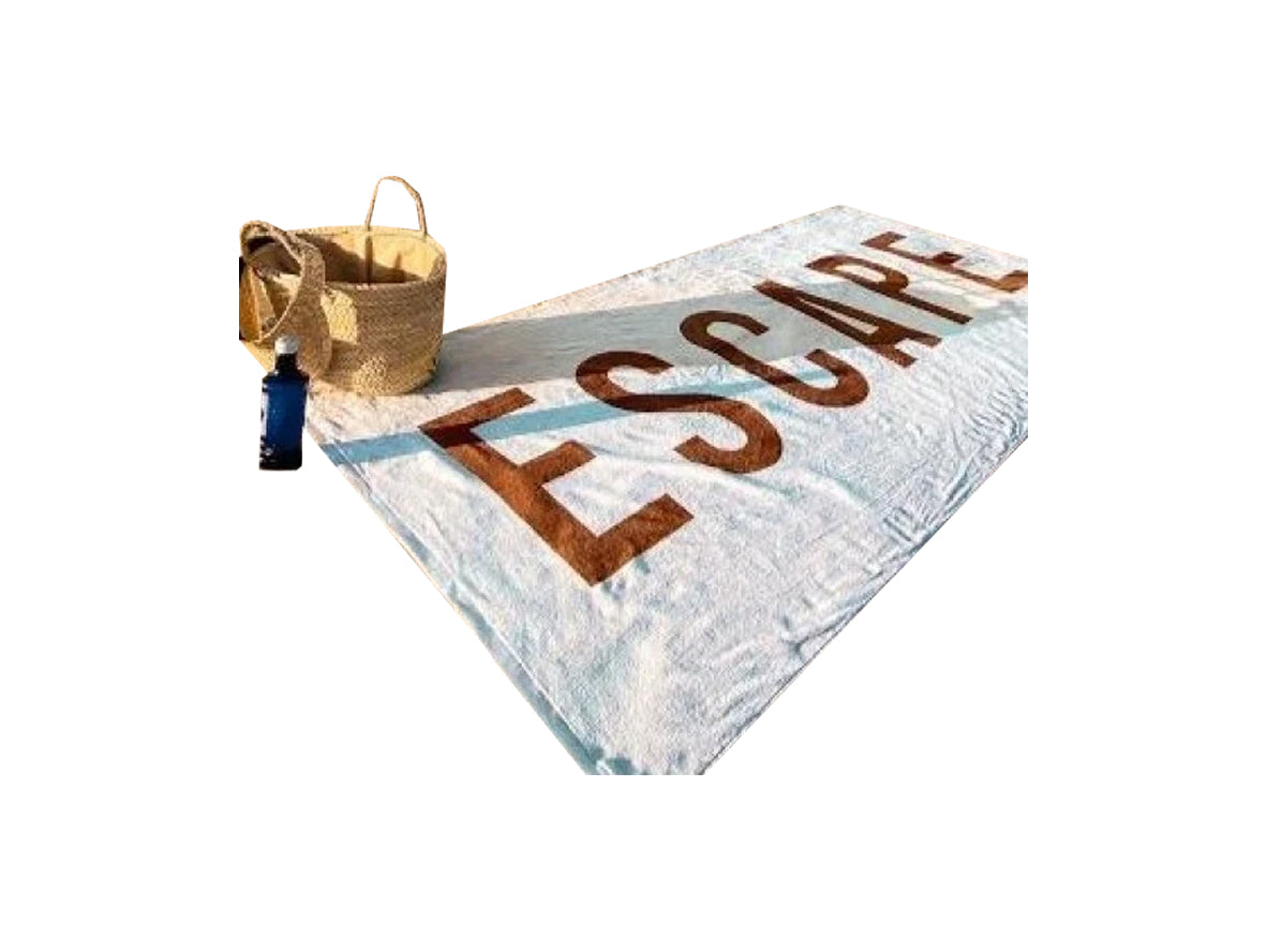 Yellow Events Escape Beach Towel - White