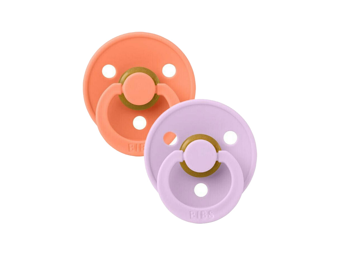 Bibs Colour Latex Pacifier Size 2 Papaya/Violet Sky - 2 Pcs