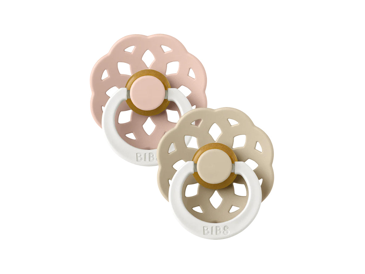 Bibs Boheme Latex Pacifier Size 2 Blush Glow/Vanilla Glow (6m+) - 2 Pcs