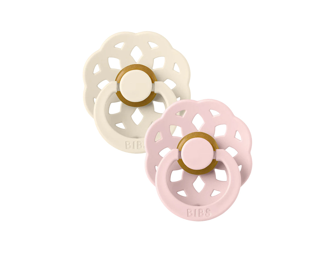 Bibs Boheme Latex Pacifier Size 2 Ivory/Blossom (6m+) - 2 Pcs