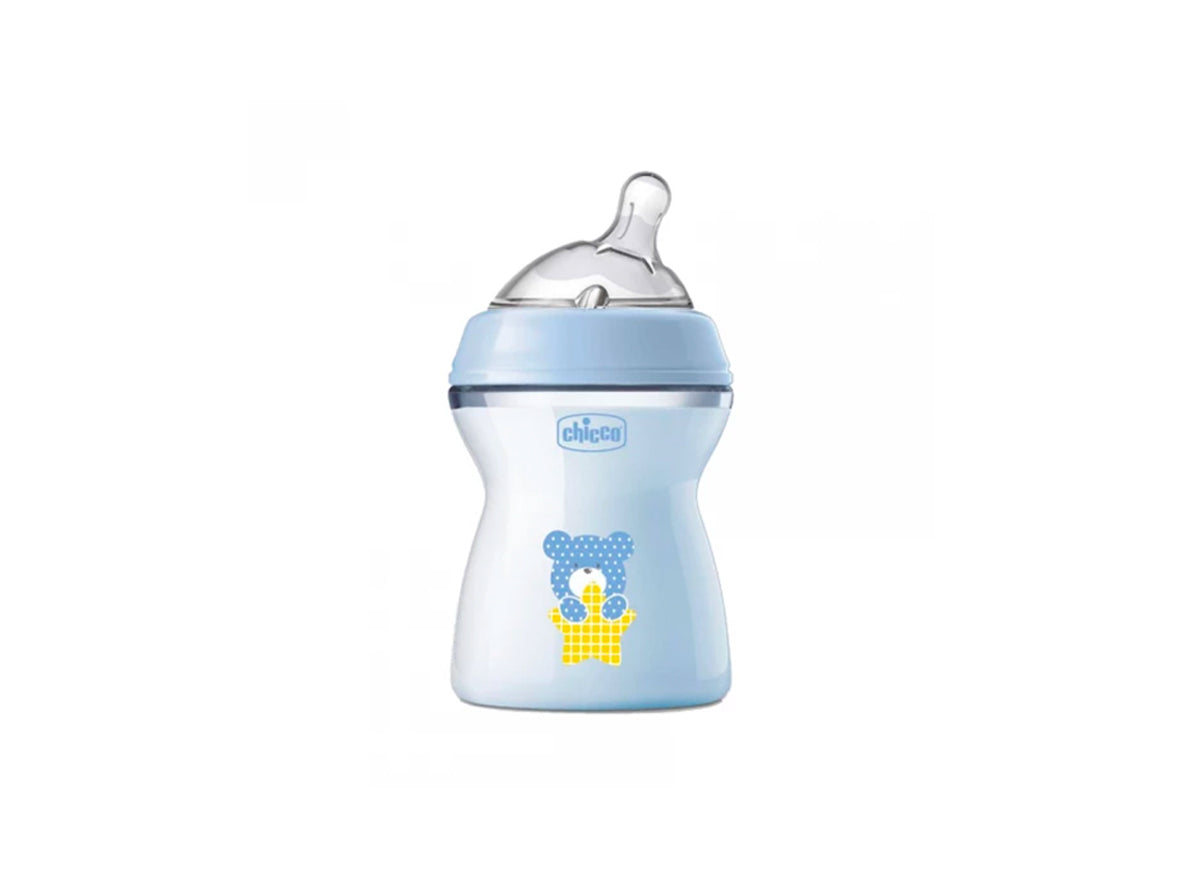 ChiccoNaturalMediumFlowFeedingBottleBlue