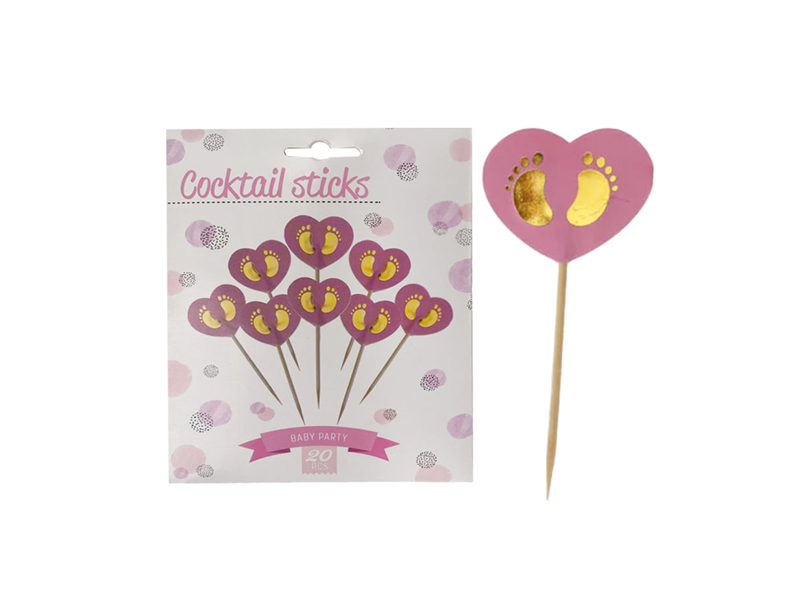 Baby Party Cocktail Sticks Pink - 20 pcs