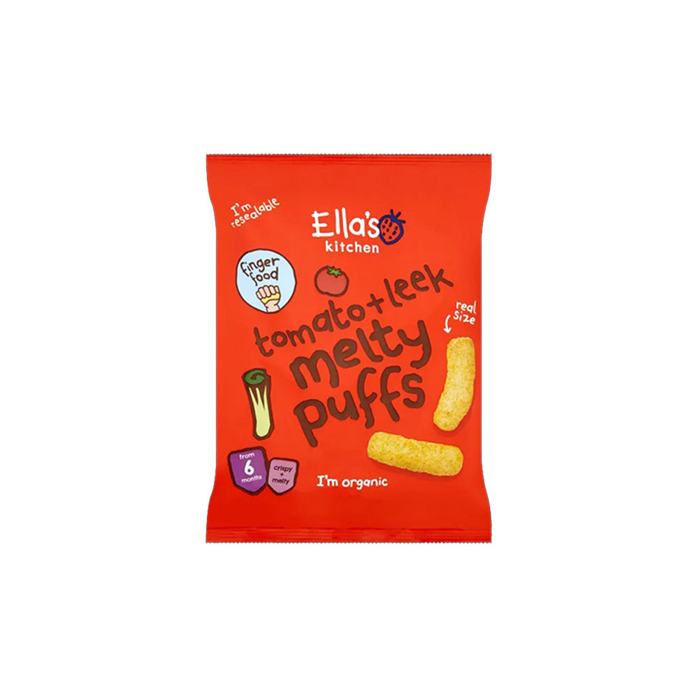 Ella's Kitchen Organic Melty Puffs Snacks (6m+) 20g - Tomato and Leek 