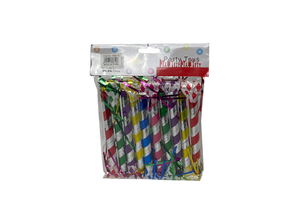 Party Blow Out Whistles Colourful - 10 Pcs