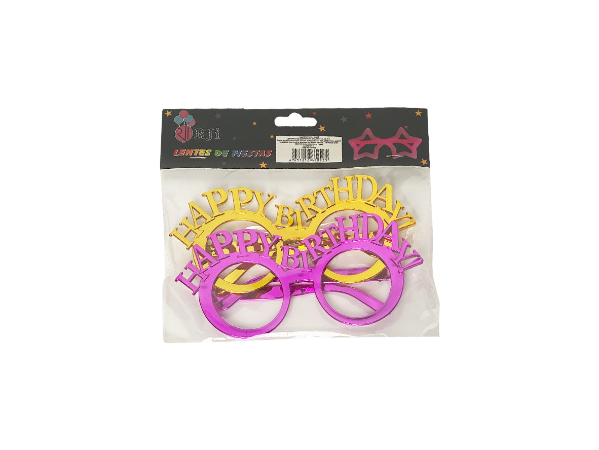 Party Happy Birthday Clear Glasses Golden Pink - 2 Pcs