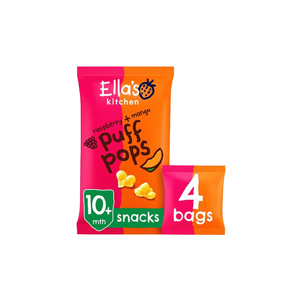 Ella's Kitchen Organic Puff Pops Snacks -10m+(4x9g) Raspberry & Mango