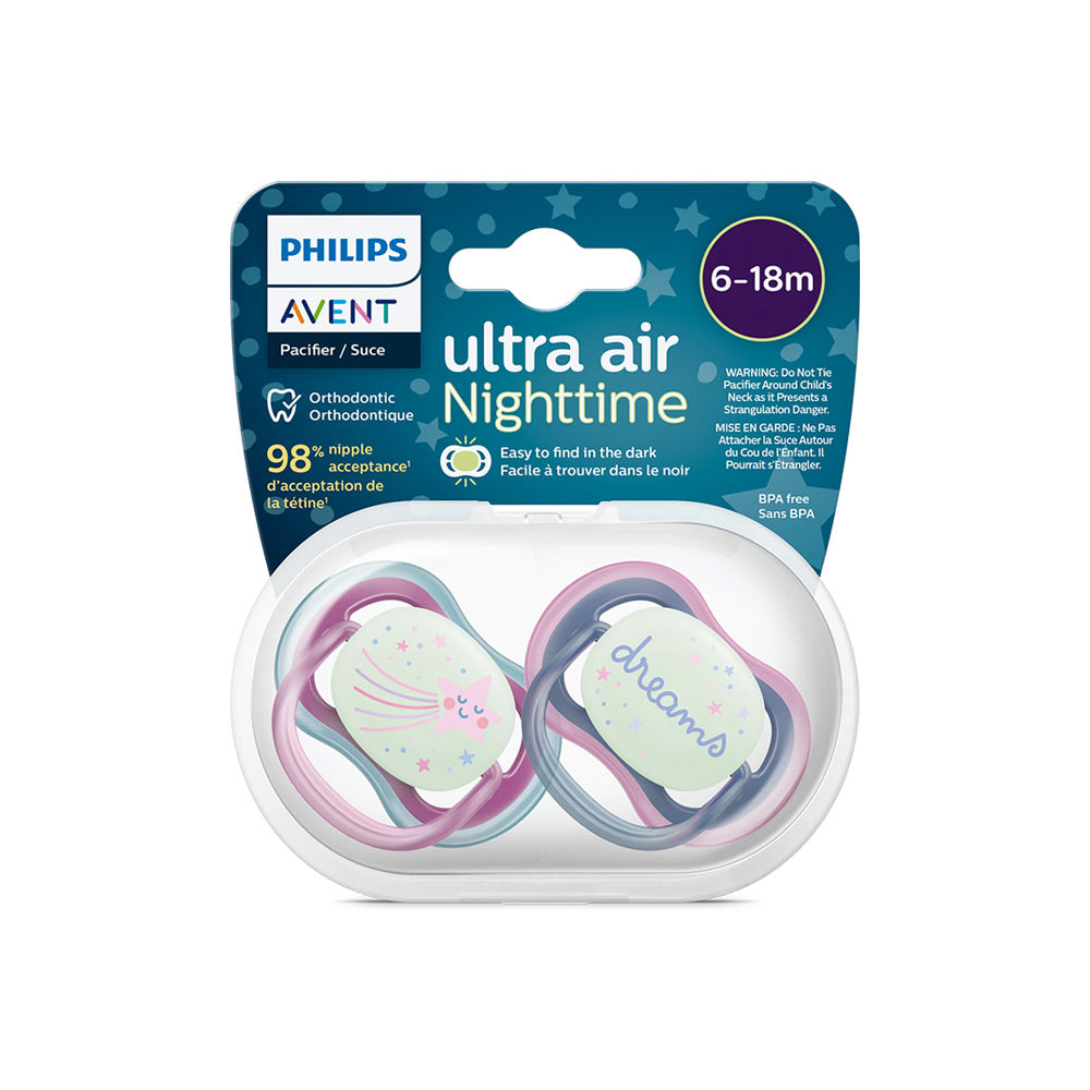 Philips Avent Soother Air Nighttime for Girl (6-18m) - Pack of 2